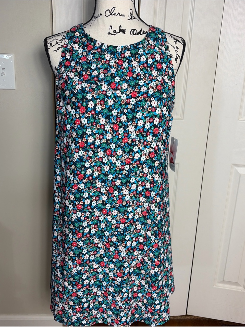 Lands End Chlorine Resistant Floral Scoop Neck Swim Cover-up Size 16W